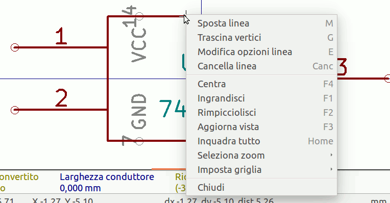 Menu contestuale linea grafica