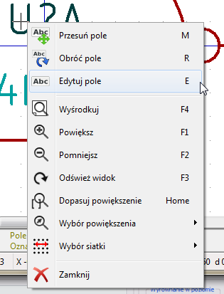 Symbol field context menu