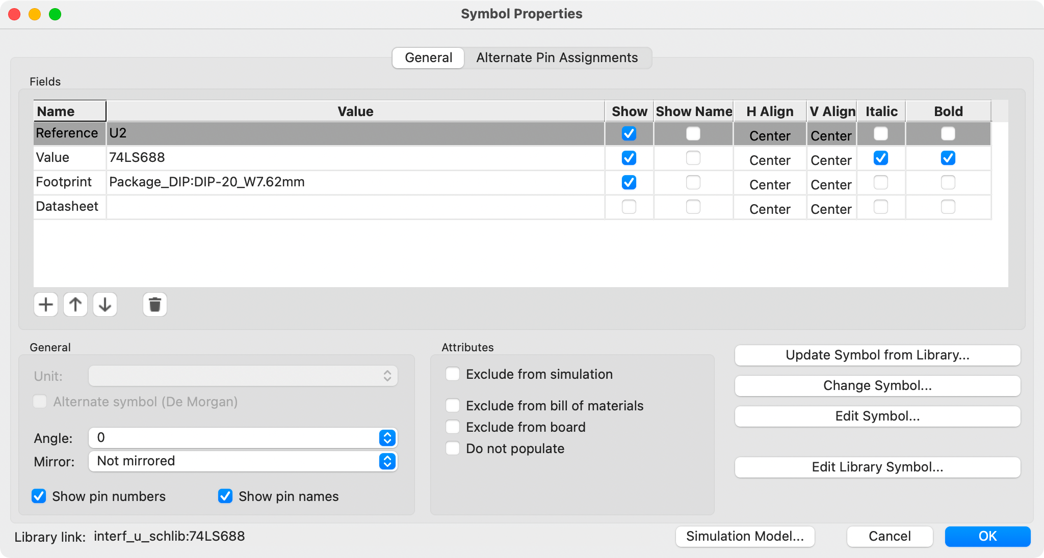 Symbol Properties dialog