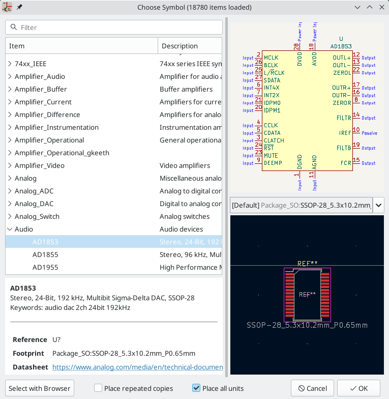 Default footprint in Add Symbol dialog