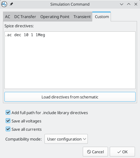 Custom analysis window