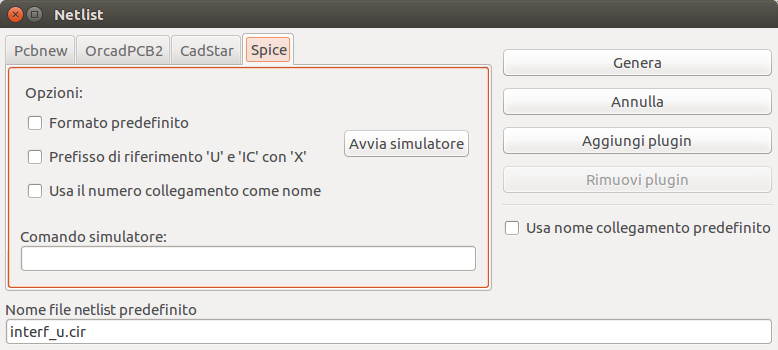 Esportazione netlist Spice