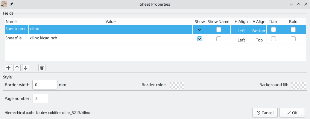 Hierarchical sheet properties