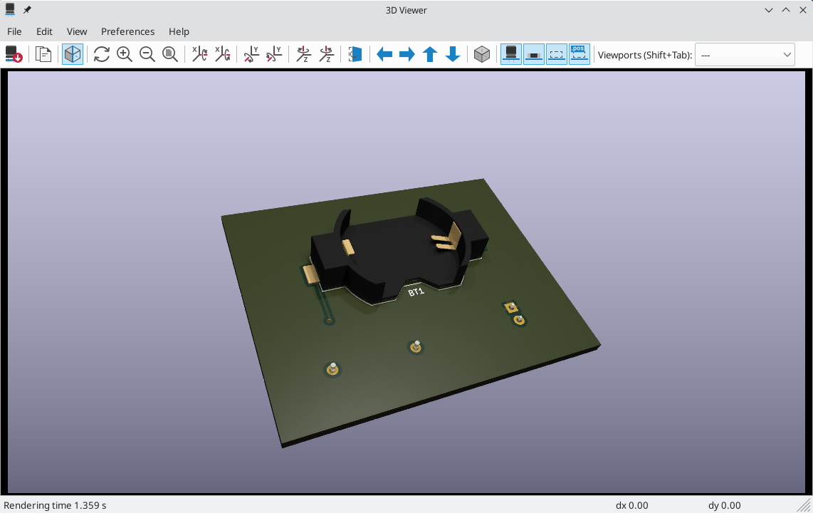 Raytraced view of the PCB