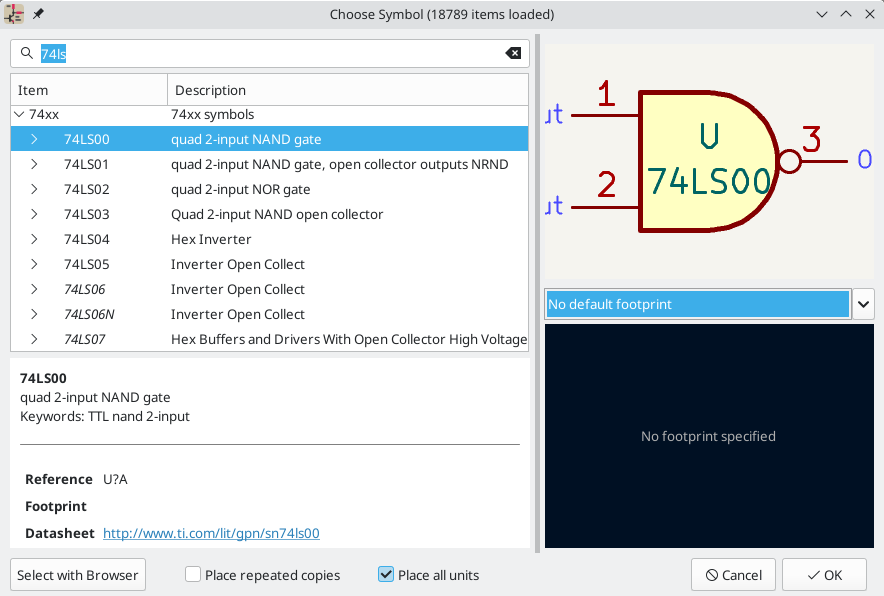 Choose Component dialog