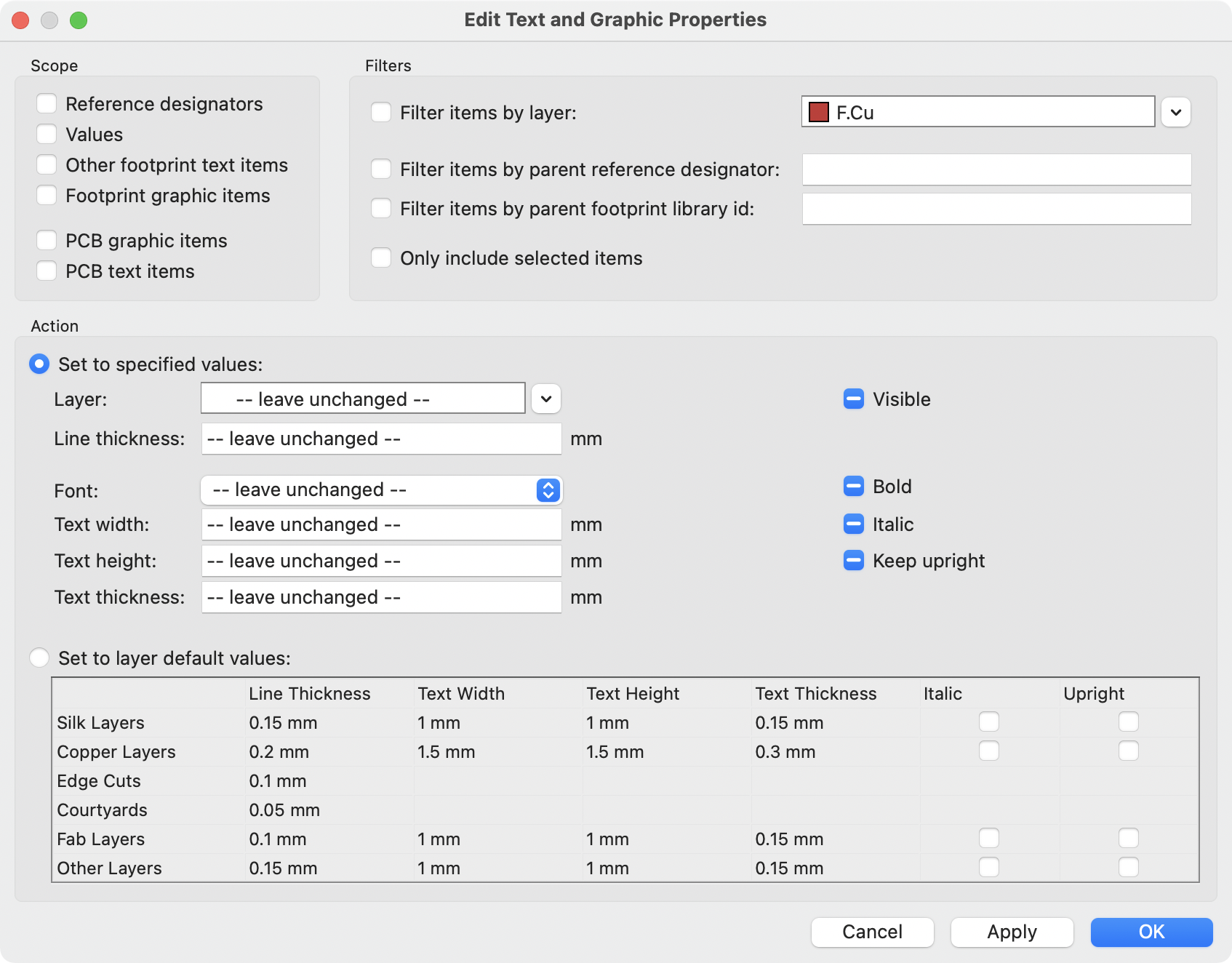 pcbnew edit text and graphics properties