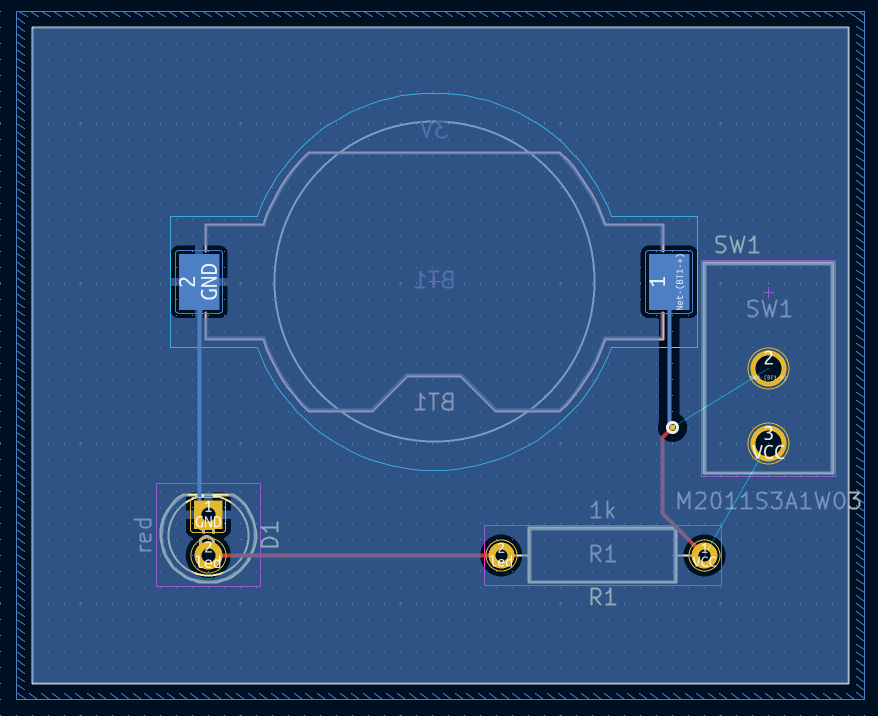 board with switch added, before routing