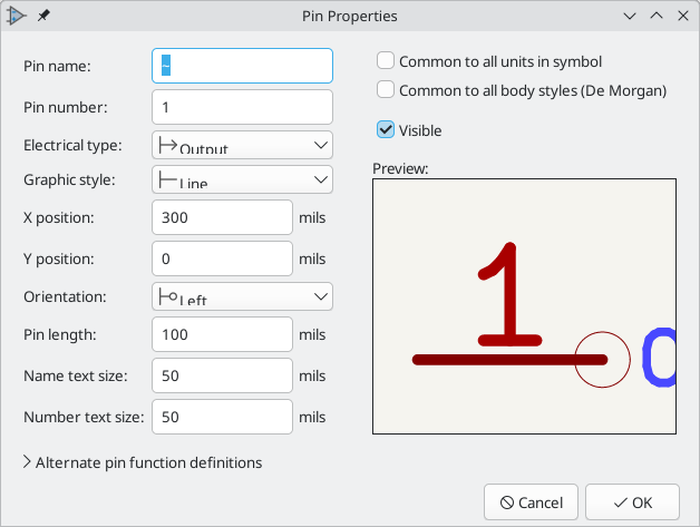 Pin properties