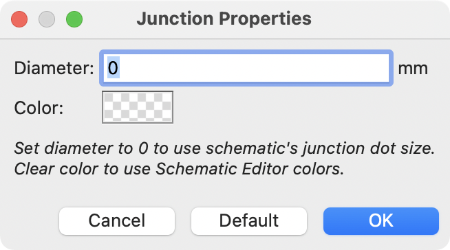 junction properties dialog