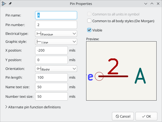 pin properties