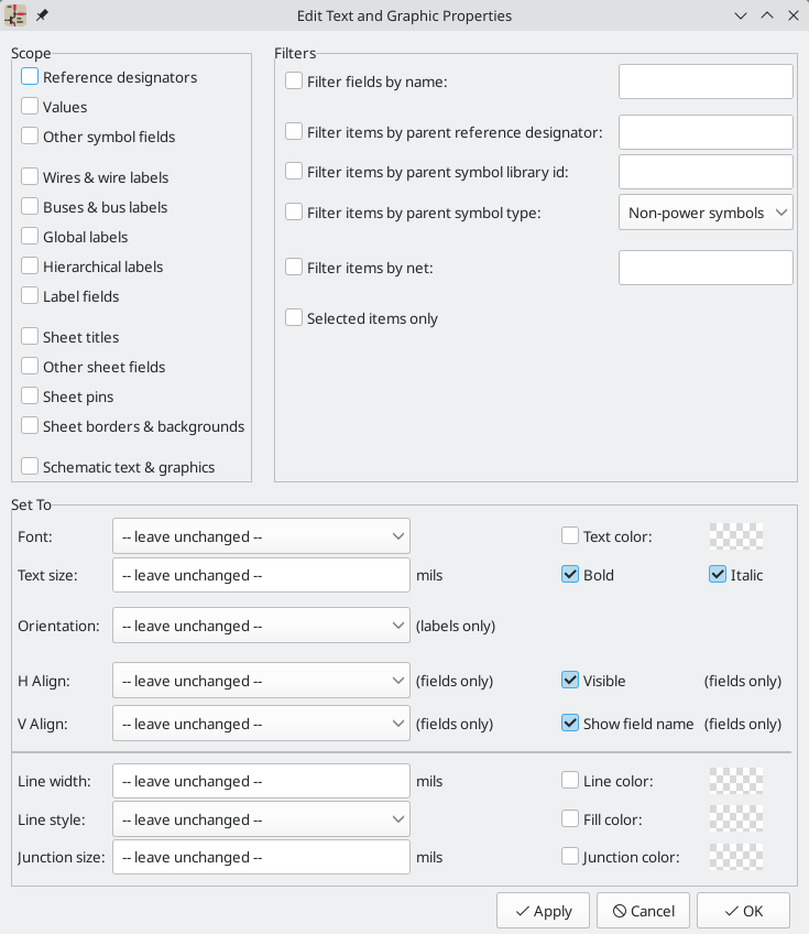 eeschema edit text and graphics properties