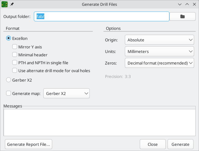 Generate Drill Files dialog