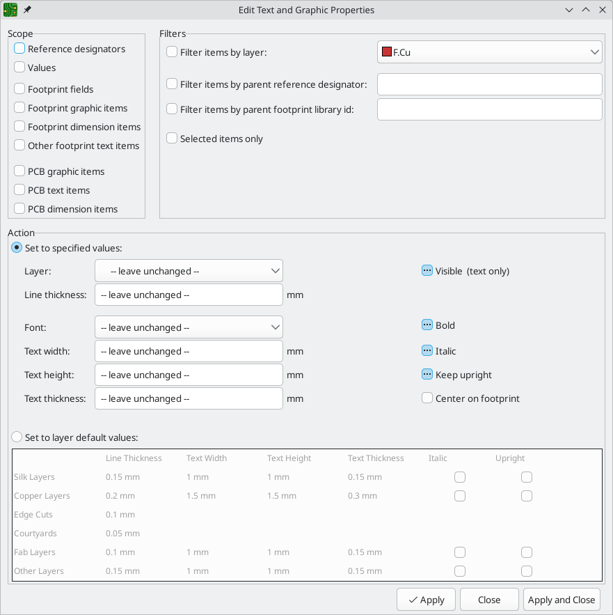 pcbnew edit text and graphics properties