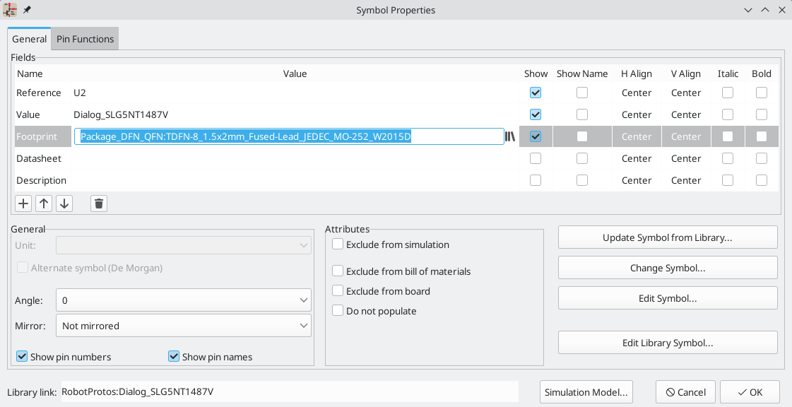 Assigning footprint in Symbol Properties