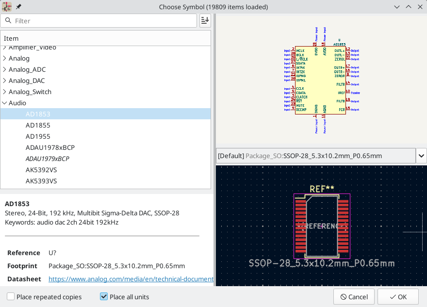 Default footprint in Add Symbol dialog