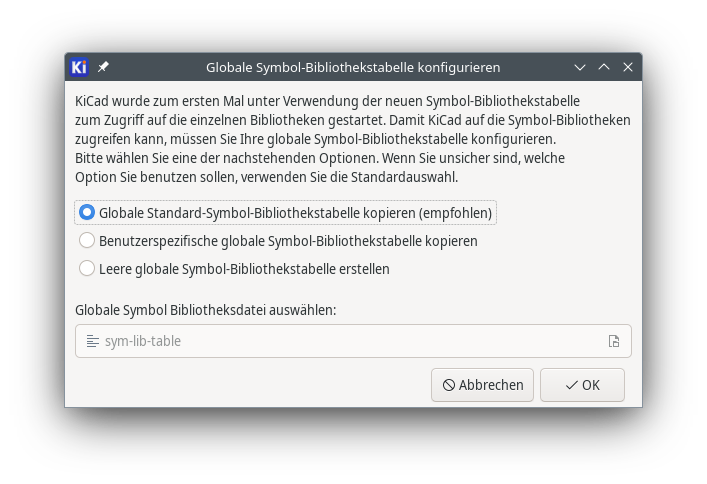 Konfiguration der globalen Symbolbibliothekstabelle