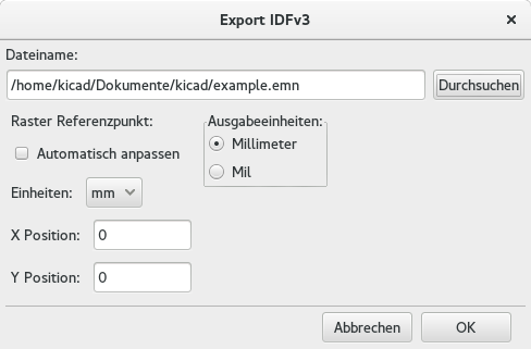 IDF Ausgabe Einstellungen