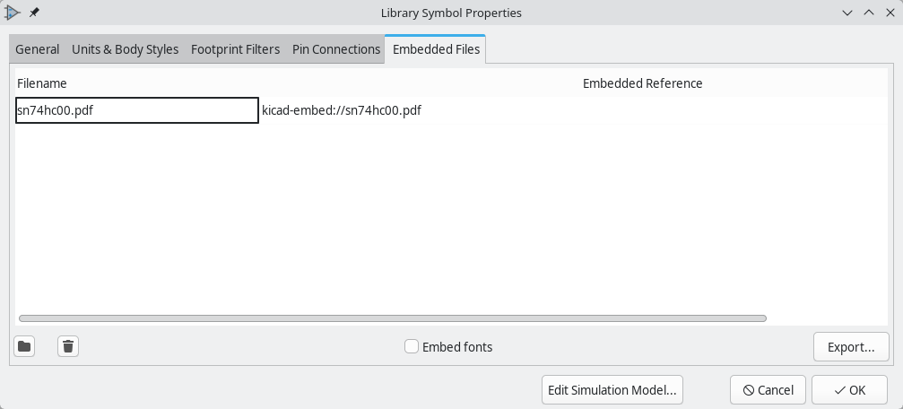 symbol editor properties embedded files