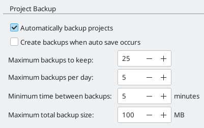 Project Backup Settings