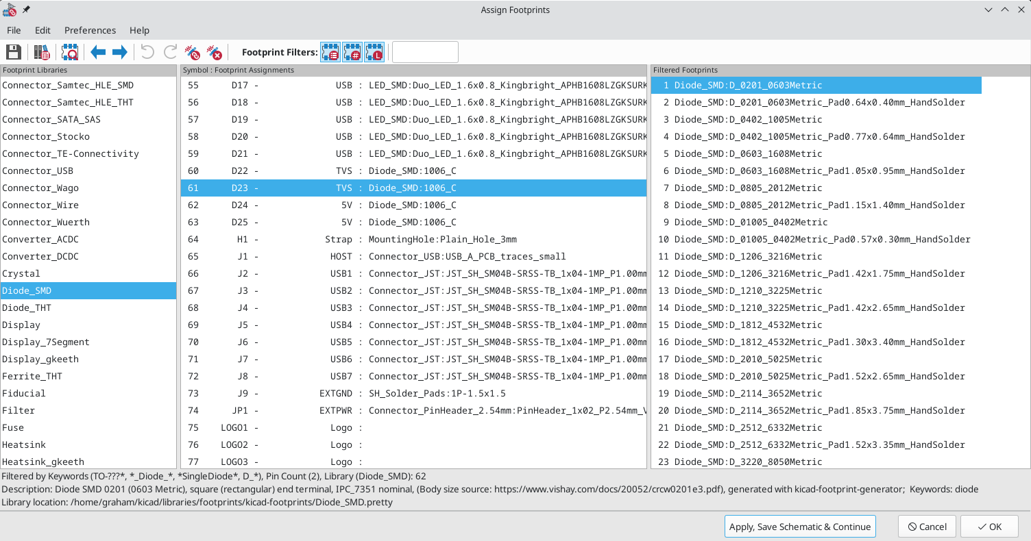 The main window of the Footprint Assignment Tool