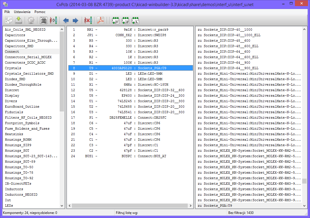 The main window of the Footprint Assignment Tool