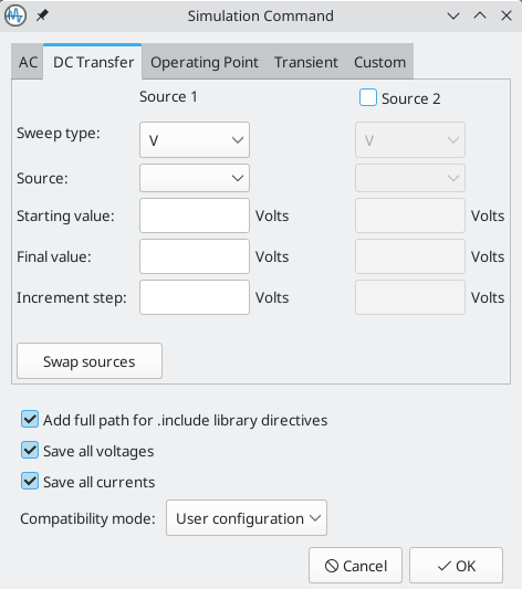 DC analysis window