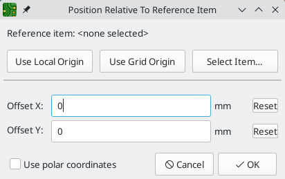 Position Relative To Reference Item dialog