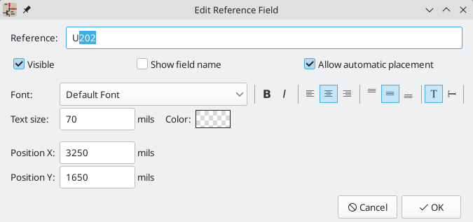 Edit Reference Field dialog