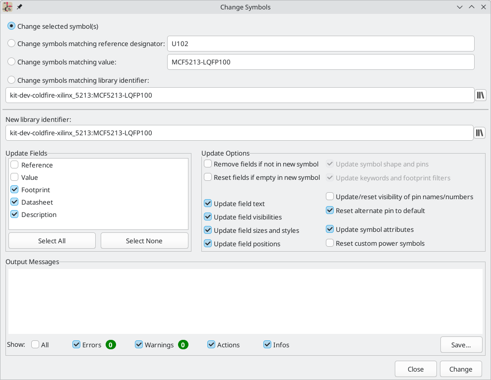 change symbol dialog