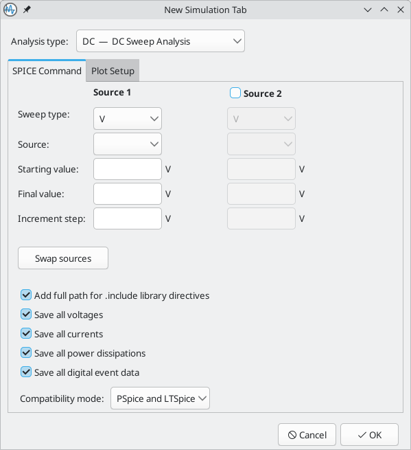 DC analysis window
