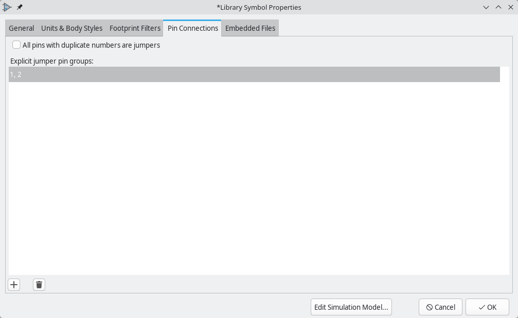 symbol editor properties pin connections