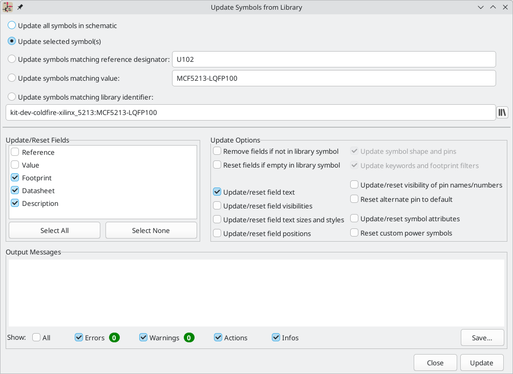 update symbol from library dialog
