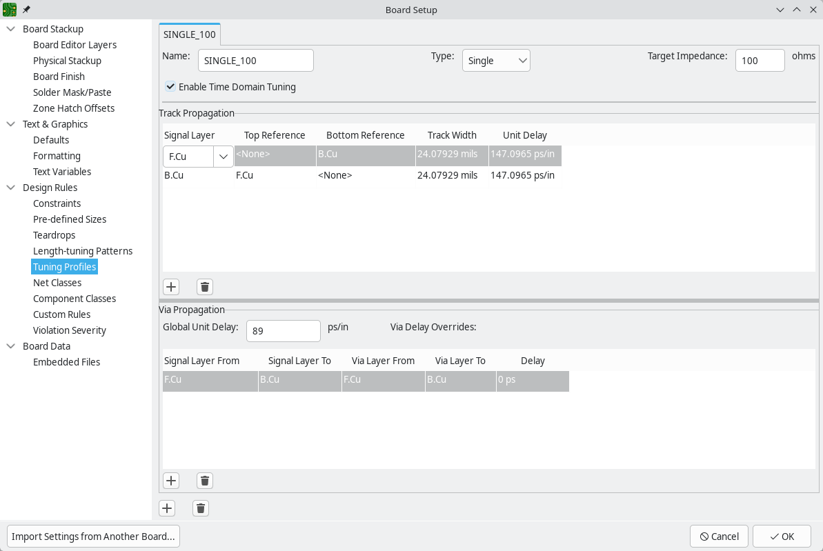 board setup tuning profiles